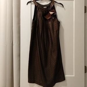 Brown and copper metallic a line shift dress